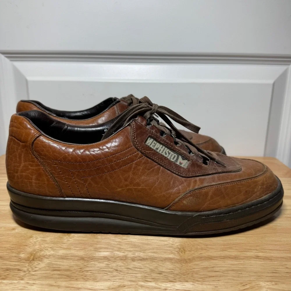 Mephisto Match Runoff Airjet Tan Grain Leather Walking Shoes Mens 10 Made France